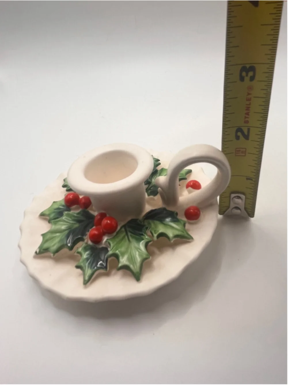 Vintage Holt Howard 1962 Holly Berry Candle Holders Pair Christmas Chamberstick